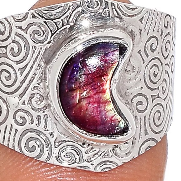 Crescent moon 🌙 sterling silver ring size 9 - Picture 3 of 4